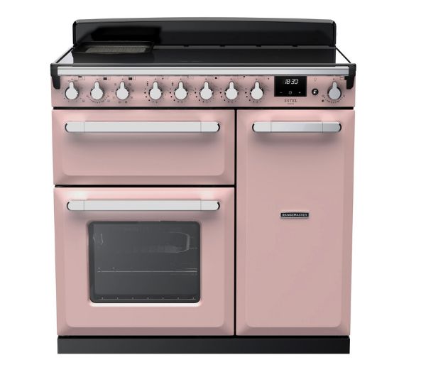 Rangemaster 15033 Estel Deluxe 90 Induction Range Cooker in Pale Pink with Chrome Trim - ESDL90EIPPPK/CM1_main