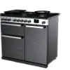 Rangemaster Edge Deluxe 100 Dual Fuel Range Cooker in Black Glass with Chrome Trim - EDDL100DFGBLK/CM1_angled view