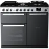 Rangemaster Edge Deluxe 100 Dual Fuel Range Cooker in Black Glass with Chrome Trim - EDDL100DFGBLK/CM1_main