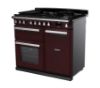 Rangemaster Estel Deluxe 100 Dual Fuel Range Cooker in Bordeaux with Chrome Trim - ESDL100DFPBOR/CM1_angled