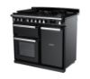 Rangemaster 15078 Estel Deluxe 100 Dual Fuel Range Cooker in Gloss Black with Chrome Trim - ESDL100DFPGBL/CM1_angled