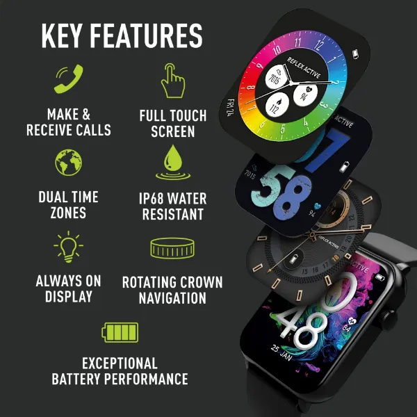 Reflex Active RA30-2186 Amoled Series 30 Smart Watch - Black_key features