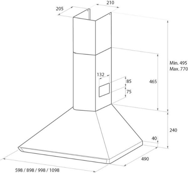 Rangemaster 119510 110cm Chimney Cooker Hood in Slate and Chrome - LEIHDC110SL/C_ size info