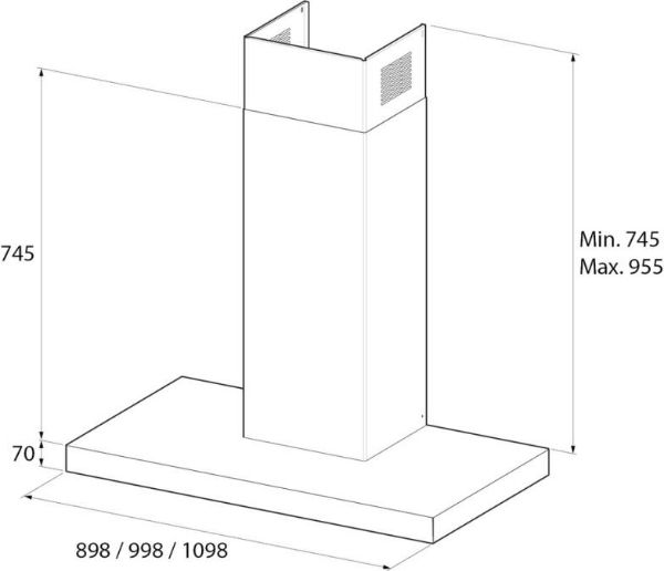 Rangemaster 119530 100cm Flat Hood Cooker Hood in Slate - UNBHDS100SL/_ size info