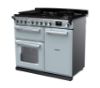 Rangemaster 15083 Estel Deluxe 100 Dual Fuel Range Cooker in Misty Blue with Chrome Trim - ESDL100DFPMSB/CM1_angled