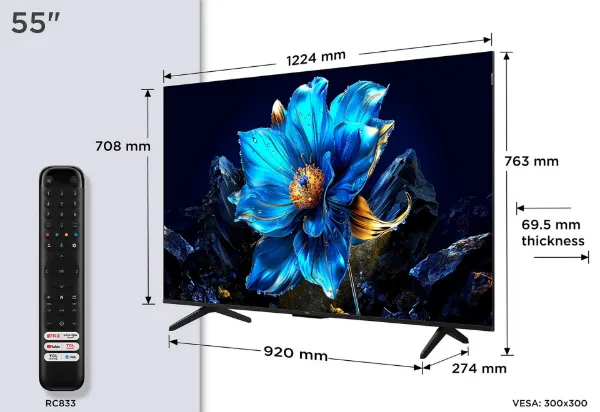 TCL 55P7K-UK 55" 4K QLED Direct LED HDR Google TV_remote