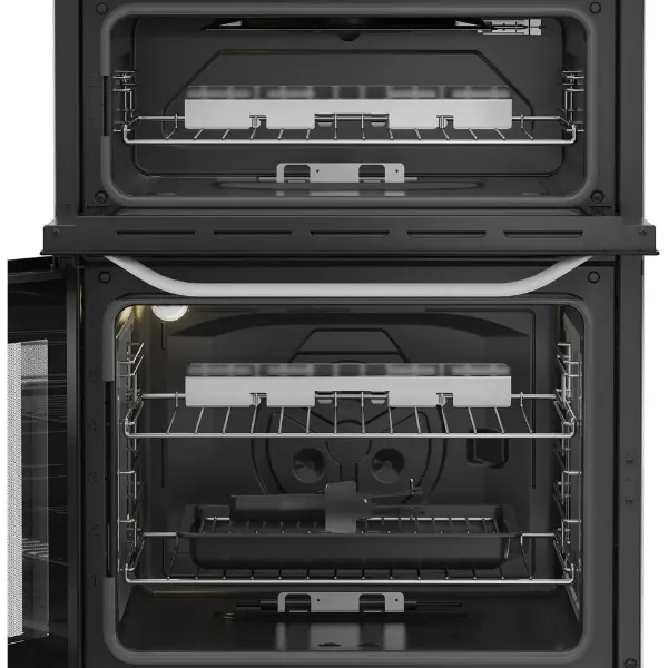 Hotpoint HDG6GDCW 60cm Gas Double Cooker with Glass Lid - White_door open