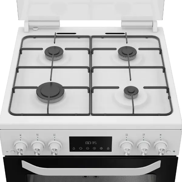 Picture of Hotpoint HDG6GDCW 60cm Gas Double Cooker with Glass Lid - White
