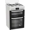 Hotpoint HDD6GDC2W 60cm Dual Fuel Double Cooker with Glass Lid - White_angled