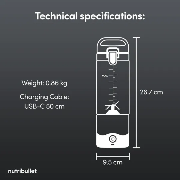 Nutribullet 2777 McLaren Portable Blender - Grey_dimensions
