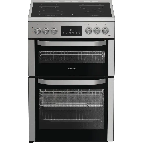 Hotpoint HDE6VDCAX 60cm Electric Double Cooker with Air Fry - Stainless Steel_main