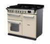Rangemaster 15080 Estel Deluxe 100 Dual Fuel Range Cooker in Pale Cream with Chrome Trim - ESDL100DFPPCR/CM1_angled view