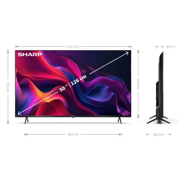 Sharp 4T-C50GK4245KB 50" 4K UHD Frameless Smart TiVo TV_dimensions