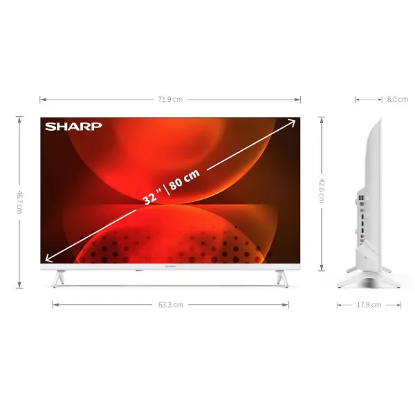 Sharp 1T-C32FH2KL2AW 32" HD Ready Frameless White TV_dimensions