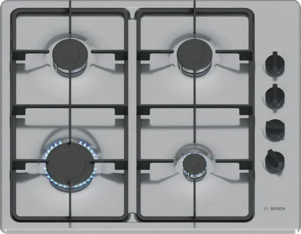 Bosch PBP6B5K60 Series 2, Gas hob, 60 cm, Stainless steel main