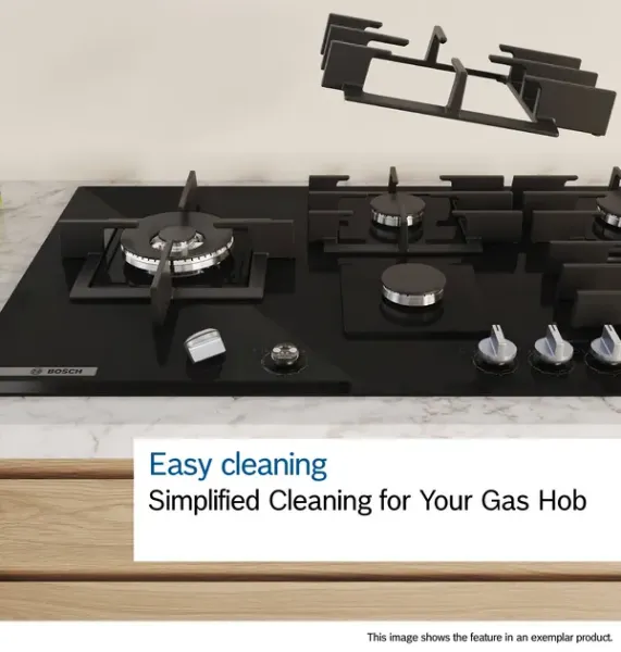 Bosch PCP6A6I90 Series 6, Gas hob, 60 cm, Enamel, Black feature 2