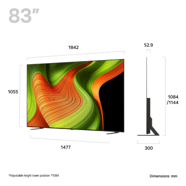 LG OLED83B56LA.AEK 83" 4K Ultra HD OLED AI B5 Smart TV_dimensions