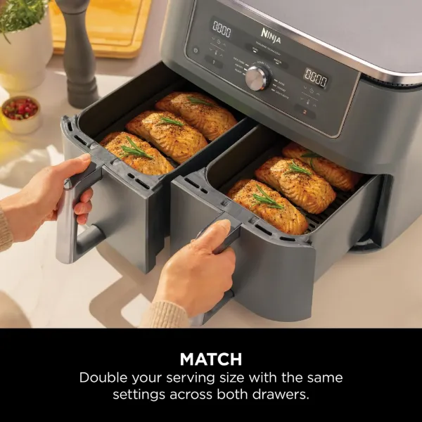 Ninja DZ400UK 9.5 litre MAX 6-in-1 Dual Zone Air Fryer - Gun Metal Grey_size