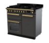 Rangemaster 18075 Estel Deluxe 100 Dual Fuel Range Cooker in Slate with Antique Brass Trim - ESDL100DFPSLT/AB1_angled