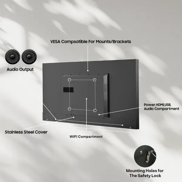 Sylvox OT65B1K4GC 65" Partial Sun Outdoor TV_components