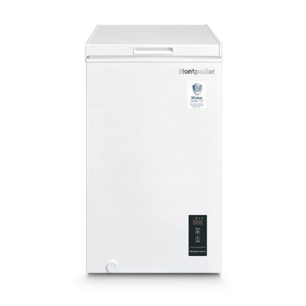 Montpellier MCF100EW 99 Litre Chest Freezer in White, F Rated and 1 x Freezer Basket - Switch from Freezer to Chiller_front