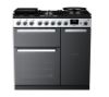 Rangemaster 15796 Edge Deluxe 90 Dual Fuel Range Cooker in Black Glass with Chrome Trim - EDDL90DFGBLK/CM1_main