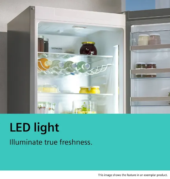 Siemens KG49NXXCF iQ300 Freestanding Fridge Freezer with Total noFrost in Brushed Black Steel AntiFingerprint_led light