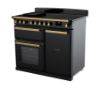 Rangemaster 18088 Estel Deluxe 100 Induction Range Cooker in Gloss Black with Antique Brass Trim - ESDL100EIPGBL/AB1_angled view