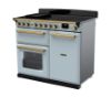 Rangemaster 18092 Estel Deluxe 100 Induction Range Cooker in Misty Blue with Antique Brass Trim - ESDL100EIPMSB/AB1_angled view