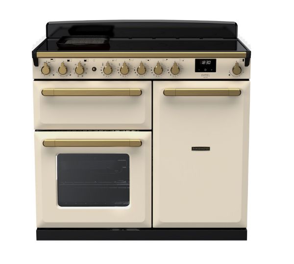 Rangemaster 18090 Estel Deluxe 100 Induction Range Cooker in Pale Cream with Antique Brass Trim - ESDL100EIPPCR/AB1_main