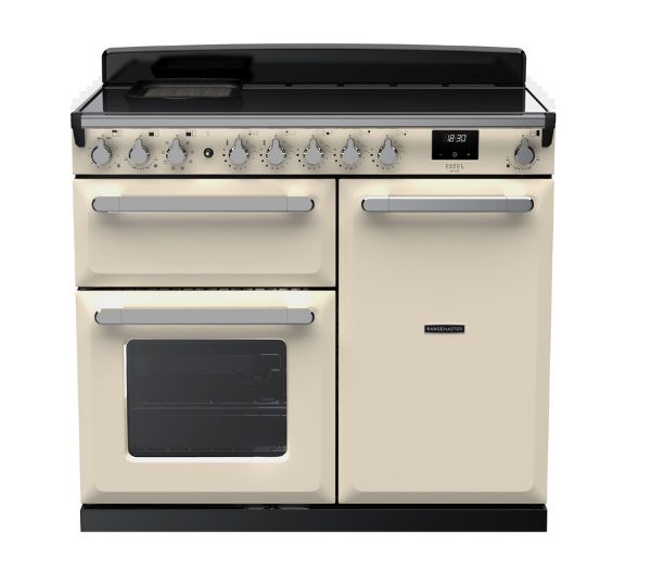Rangemaster 15114 Estel Deluxe 100 Induction Range Cooker in Pale Cream with Chrome Trim - ESDL100EIPPCR/CM1_main