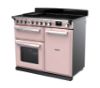 Rangemaster 15118 Estel Deluxe 100 Induction Range Cooker in Pale Pink with Chrome Trim - ESDL100EIPPPK/CM1_angled view
