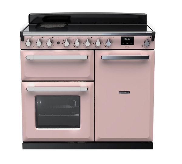 Rangemaster 15118 Estel Deluxe 100 Induction Range Cooker in Pale Pink with Chrome Trim - ESDL100EIPPPK/CM1_main