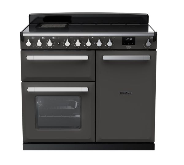 Rangemaster 15113 Estel Deluxe 100 Induction Range Cooker in Slate with Chrome Trim - ESDL100EIPSLT/CM1_main