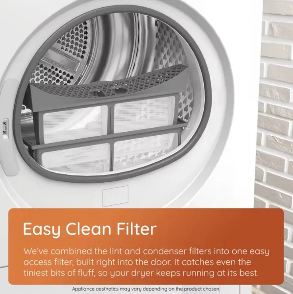 Hotpoint CHD93MWWUK 9kg 60cm Heat Pump Tumble Dryer with PetHairCare_easy clean filter