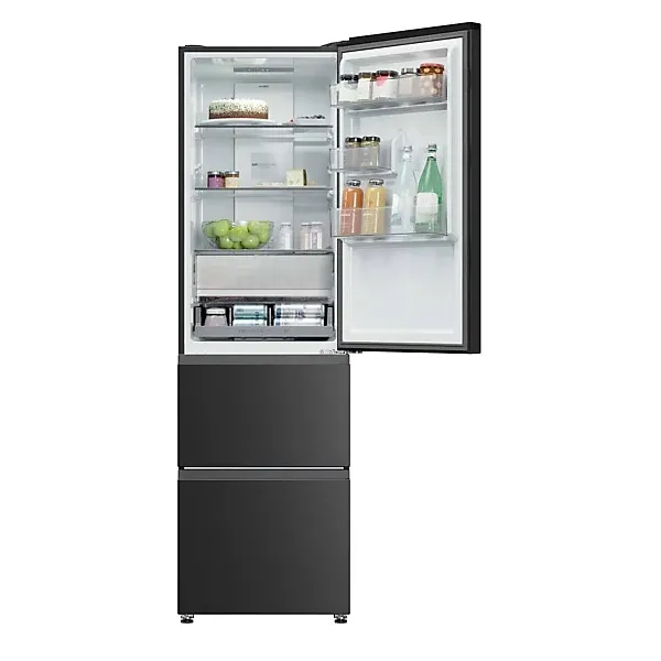Haier HTR3518ENMTK Freestanding Fridge Freezer in Black