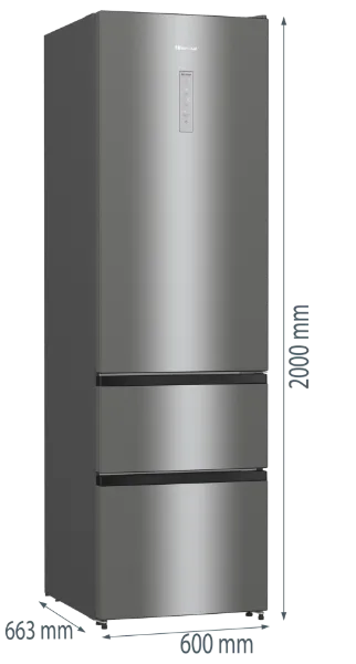 Hisense RM469N4ACDUK 60cm 60/40  Frost Free Fridge Freezer - Stainless Steel_dimensions