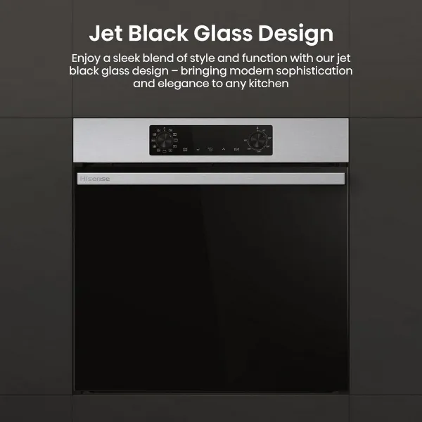 Hisense BI622AXPGUK 59.5cm Built In Electric Single Oven - Black & Stainless Steel_jet black glass