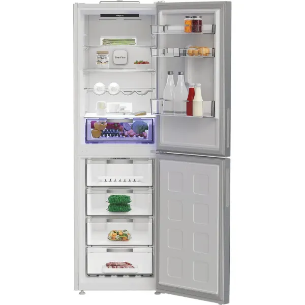 Hotpoint HPKF 6353 XP4UK Freestanding 50/50 Fridge Freezer in Silver - Main stocked