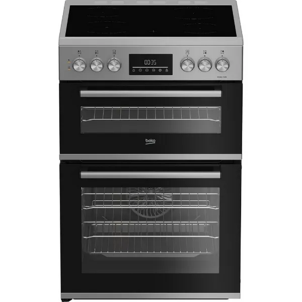 Beko EDC6731S 60cm Double Oven Electric Cooker with Vitroceramic Hob - Silver_main
