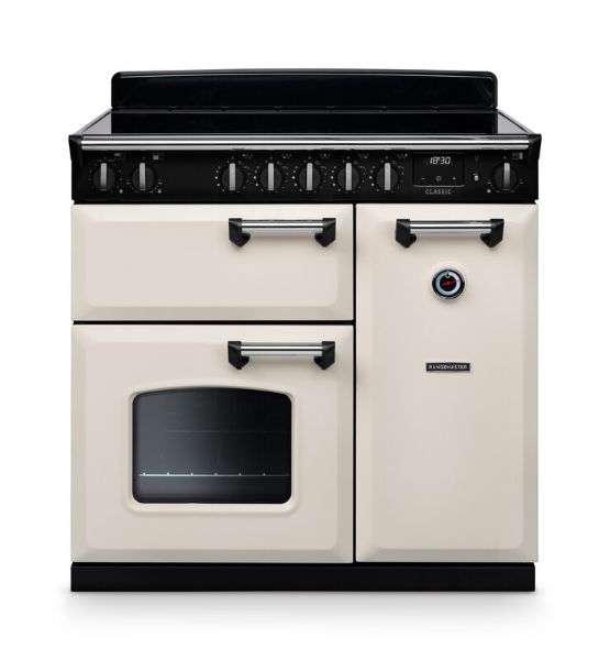 Rangemaster 14176 Classic 90 Induction Range Cooker in Pale Cream with Chrome Trim - CL90EIPPCR/CM1