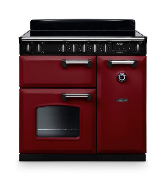 Rangemaster 14177 Classic 90 Induction Range Cooker in Bordeaux with Chrome Trim - CL90EIPBOR/CM1