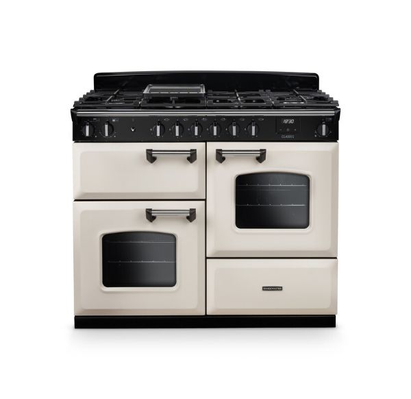 Rangemaster 14216 Classic OC 110 Dual Fuel Range Cooker in Pale Cream with  Chrome Trim   - CLO110DFPPCR/CM1