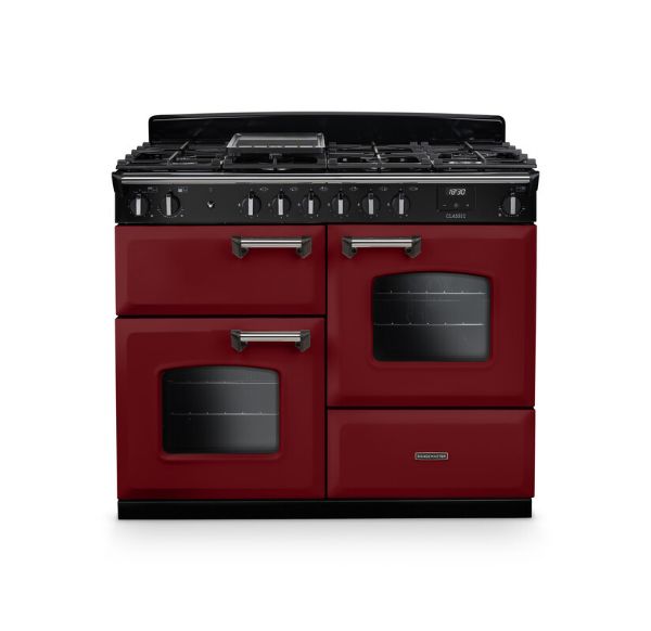 Rangemaster 14217 Classic OC 110 Dual Fuel Range Cooker in  Bordeaux with Chrome Trim   - CLO110DFPBOR/CM1