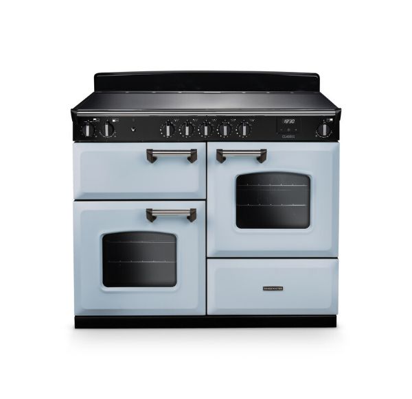 Rangemaster 14243 Classic OC 110 Induction Range Cooker in Misty Blue with Chrome Trim - CLO110EIPMSB/CM1