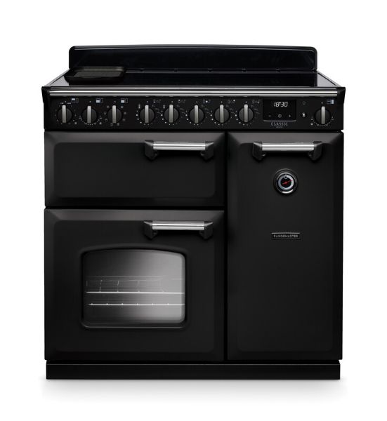 Rangemaster 14588 Classic Deluxe 90 Induction Range Cooker in Charcoal Black with Chrome Trim - CLDL90EIPCBL/CM1