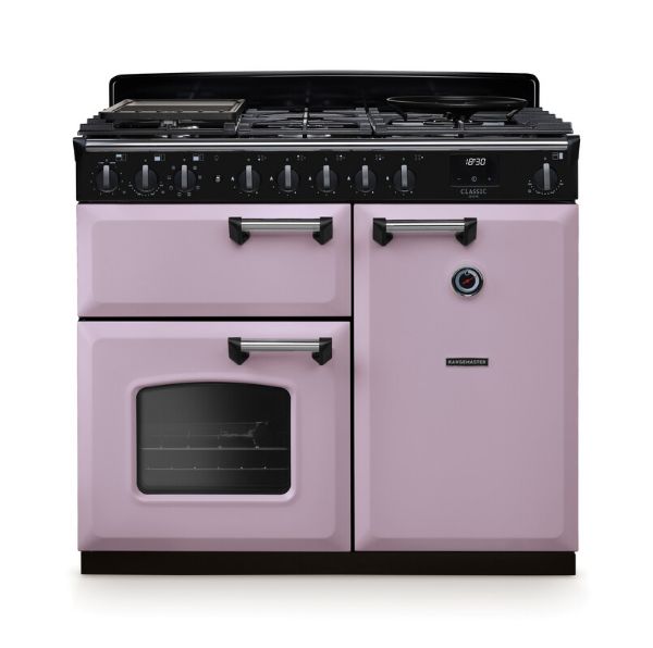 Rangemaster 17811 Classic Deluxe  100 Dual Fuel Range Cooker in  Heather with Chrome Trim   - CLDL100DFPHTH/CM1