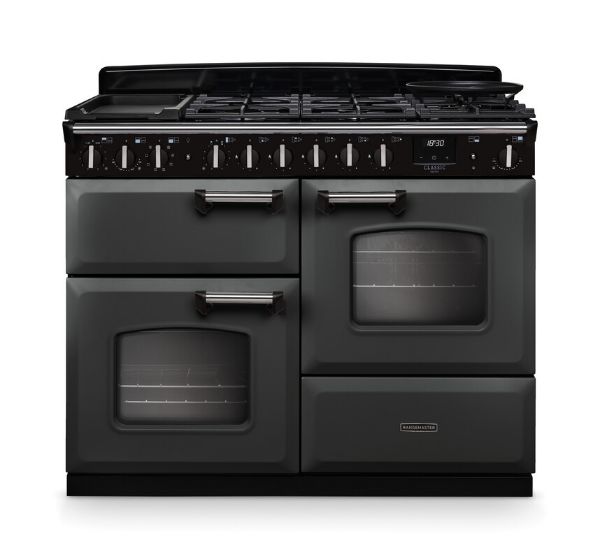 Rangemaster 14708 Classic Deluxe OC 110 Dual Fuel Range Cooker in Slate with Chrome Trim - CLDLO110DFPSLT/CM1