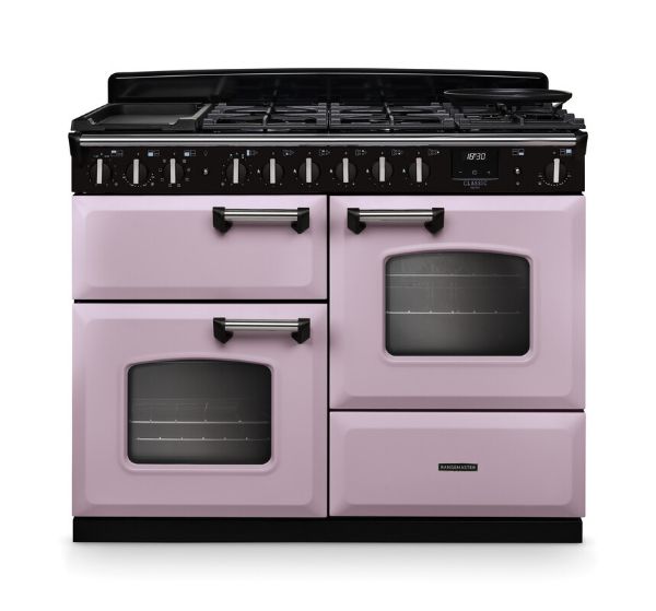 Rangemaster 17819 Classic Deluxe OC 110 Dual Fuel Range Cooker in Heather with Chrome Trim - CLDLO110DFPHTH/CM1