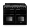 Rangemaster 14874 Classic Deluxe BC 110 Dual Fuel Range Cooker with Slow Cook Oven in Gloss Black with Chrome Trim - CLDLB110DFPGBL/CM1
